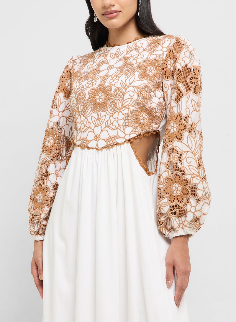 Threadz by Ajooni Floral Embroidered Dress - Image 3