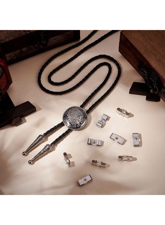 CHGCRAFT CHGCRAFT 100Pcs Bolo Tie Slides Clasp Blank Bolo Tie Slides Low Profile Slider Clasp Platinum Color Retro Bolo Tie Tips for DIY Keychain Bracelet Necklace Jewelry Making Findings, 19x7x5mm  - Image 4