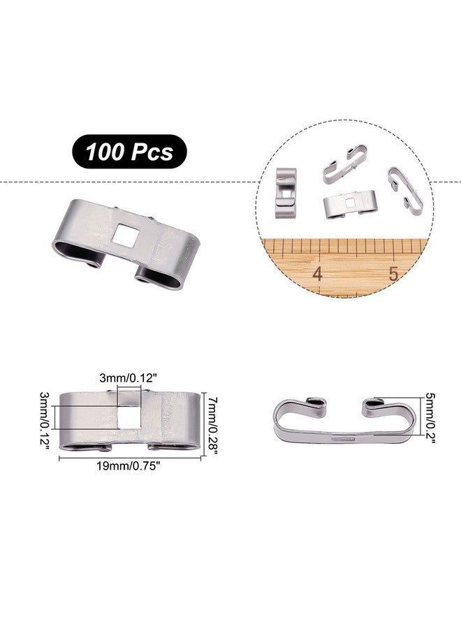 CHGCRAFT CHGCRAFT 100Pcs Bolo Tie Slides Clasp Blank Bolo Tie Slides Low Profile Slider Clasp Platinum Color Retro Bolo Tie Tips for DIY Keychain Bracelet Necklace Jewelry Making Findings, 19x7x5mm  - Image 2