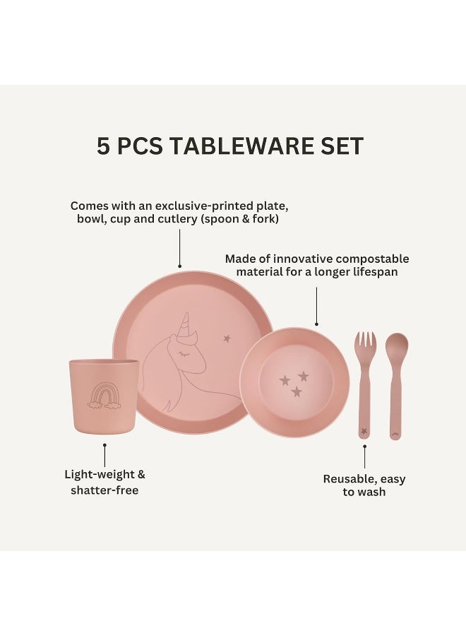 Citron Unbreakable Tableware Set, 100% Organic, Reusable, Biodegradable, Environment Friendly, And UnbreakableUnicorn Blush Pink - Image 4