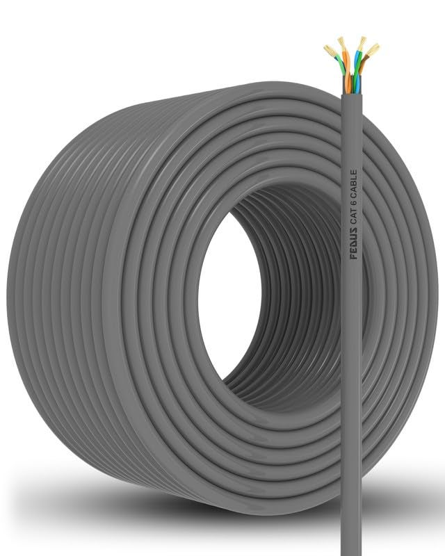 FEDUS كابل CAT6 خارجي ثقيل التحمل FEDUS 300M مقاوم للعوامل الجوية/مقاوم للأشعة فوق البنفسجية 10000 ميجابت في الثانية مناسب للتثبيت المباشر تحت الأرض كابل LAN، كابل إنترنت، سلك شبكة رمادي داكن - Image 1