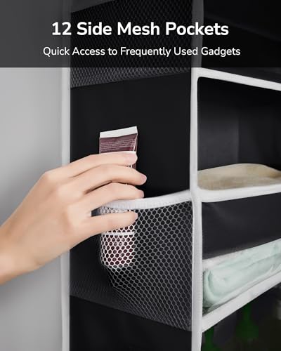 ULG Over The Door Organizer with 6 Large Pockets 12 Side Pockets, 50lbs Weight Capacity Door Hanging Organizer for Bedroom, Bathroom Black - Image 4