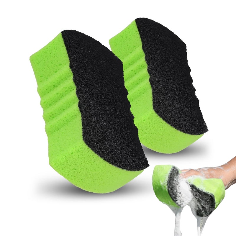 Grip Clean Dual Texture Car Wash Sponge - Multi Purpose Bug Remover Scrubbing Side Soft Sea Sponge - Ultra Scrub Car Cleaning Sponges Wash Bucket Accessory - 2 Pack - Image 1