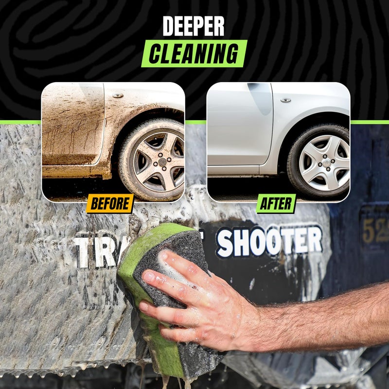 Grip Clean Dual Texture Car Wash Sponge - Multi Purpose Bug Remover Scrubbing Side Soft Sea Sponge - Ultra Scrub Car Cleaning Sponges Wash Bucket Accessory - 2 Pack - Image 3