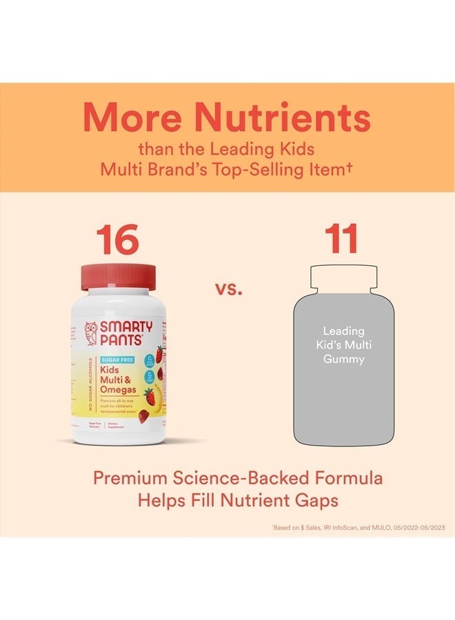 SmartyPants Kids Multivitamin Gummies, Sugar Free: Omega 3 (ALA), Vitamin D3, C, Vitamin B12, B6, Vitamin A, K & Zinc for Immune Support, Erythritol Free, Strawberry Banana, 44 Count (22 Day Supply) - Image 5