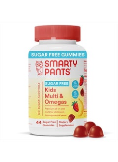 SmartyPants Kids Multivitamin Gummies, Sugar Free: Omega 3 (ALA), Vitamin D3, C, Vitamin B12, B6, Vitamin A, K & Zinc for Immune Support, Erythritol Free, Strawberry Banana, 44 Count (22 Day Supply)  - Image 1