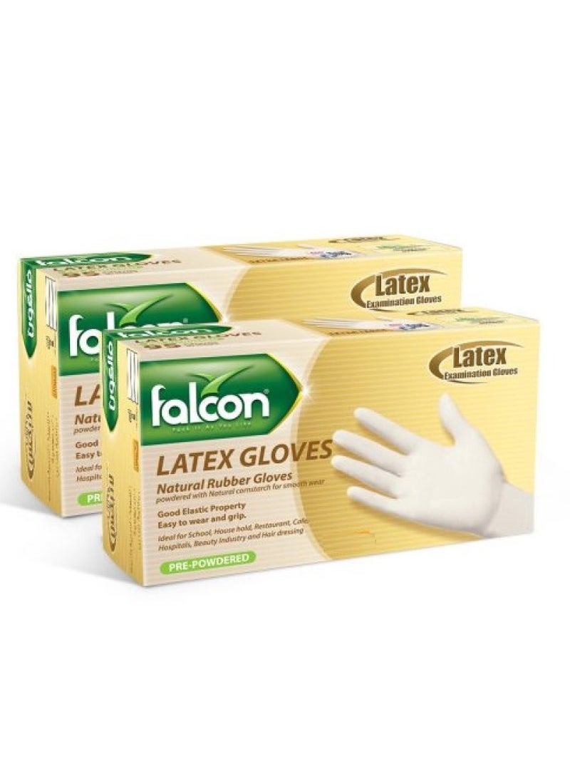 Falcon Falcon Latex Gloves - Pre-Powdered (2 Packs x 100 Pieces)  - Image 3