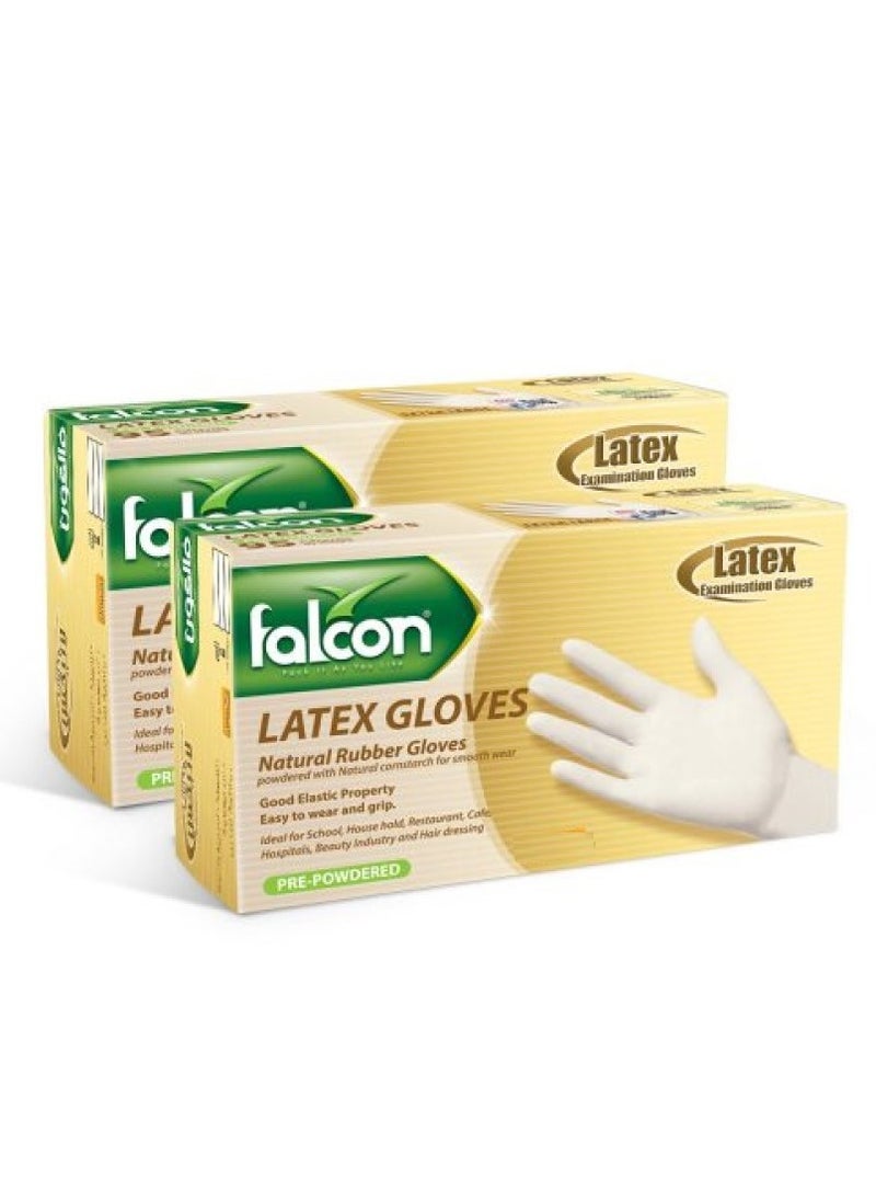 Falcon Falcon Latex Gloves - Pre-Powdered (2 Packs x 100 Pieces)  - Image 2