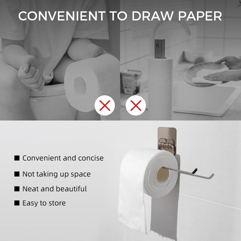 ZIBUYU® 3Pcs Tissue Paper Holder, Towel Hanger for Bathroom, kitchen towel holder, 10.4 Inches Toilet Paper Holder for Bathroom for Kitchen Utility Self Adhesive Rack for Bathroom Accessories, Kitchen - Image 5