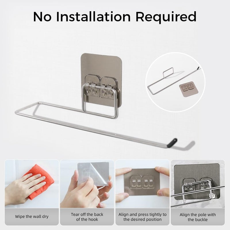ZIBUYU® 3Pcs Tissue Paper Holder, Towel Hanger for Bathroom, kitchen towel holder, 10.4 Inches Toilet Paper Holder for Bathroom for Kitchen Utility Self Adhesive Rack for Bathroom Accessories, Kitchen - Image 3