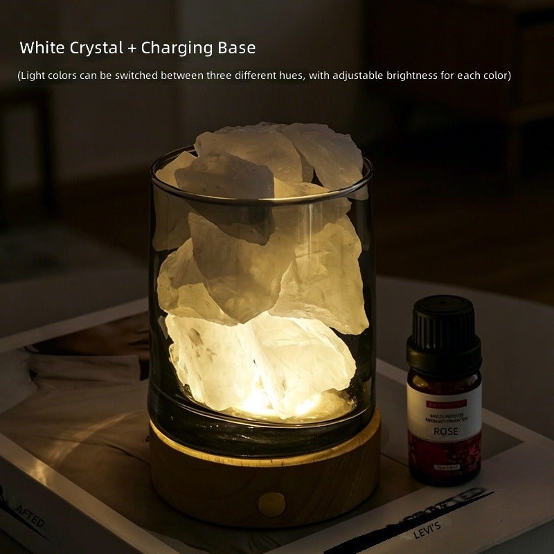 Natural Crystal Aroma Diffuser Night Light - Raw Stone Scented Lamp for Bedroom, Home Decor, Essential Oil Diffuser