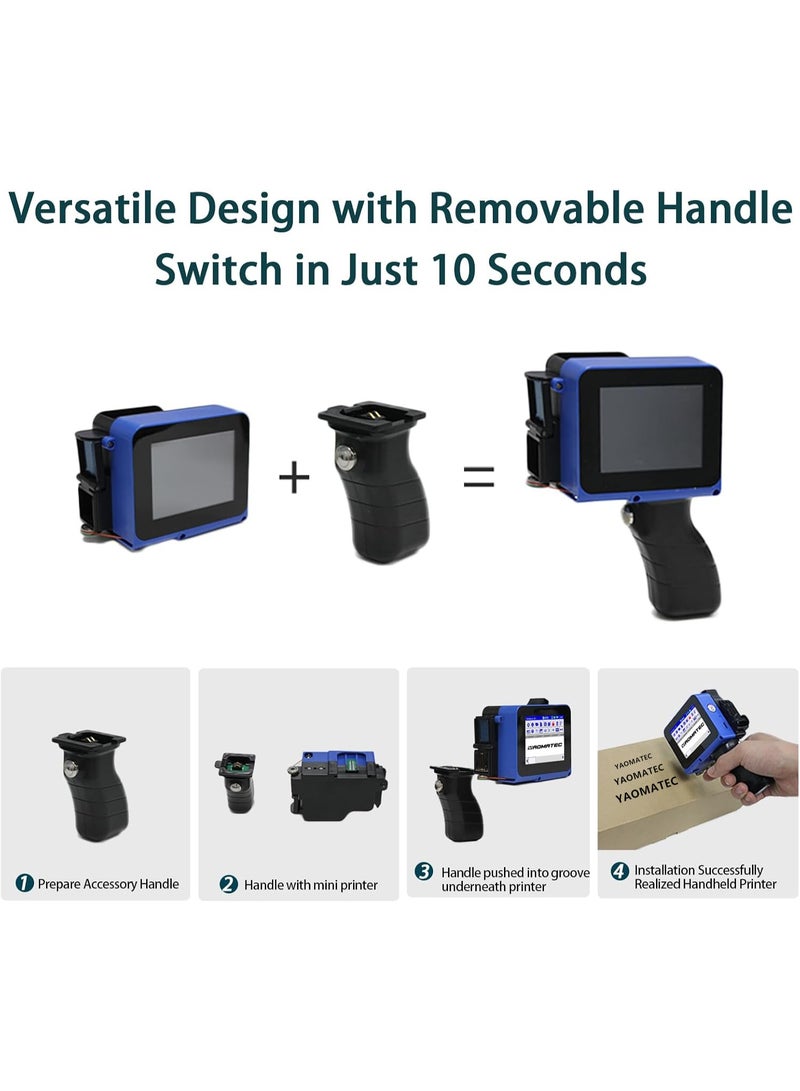 ياوماتيك طابعة نافثة للحبر محمولة صغيرة للأسطح المسطحة والمنحنية، مزودة بشاشة تعمل باللمس وخرطوشة حبر سريعة الجفاف، وجهاز وضع علامات محمول للجيب مقاس 12.7 مم/0.5 بوصة للملصق/التاريخ/الرمز الشريطي/الشعار/رمز الاستجابة السريعة/رقم الدفعة، 28 لغة - Image 2