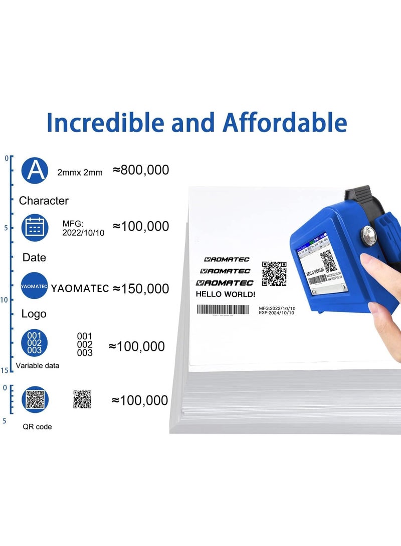 ياوماتيك طابعة نافثة للحبر محمولة صغيرة للأسطح المسطحة والمنحنية، مزودة بشاشة تعمل باللمس وخرطوشة حبر سريعة الجفاف، وجهاز وضع علامات محمول للجيب مقاس 12.7 مم/0.5 بوصة للملصق/التاريخ/الرمز الشريطي/الشعار/رمز الاستجابة السريعة/رقم الدفعة، 28 لغة - Image 5