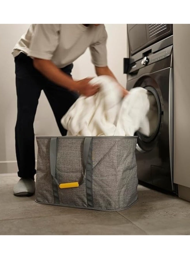 Happy Home 35-Liter / 9.2-Gallon Collapsible Laundry Basket – Durable, Moisture-Resistant Fabric Laundry Hamper with Sturdy Carry Handles – Foldable Space-Saving Design – Easy to Clean, Maintains Shape When Empty – Perfect for Dirty or Clean Laundry - Image 4