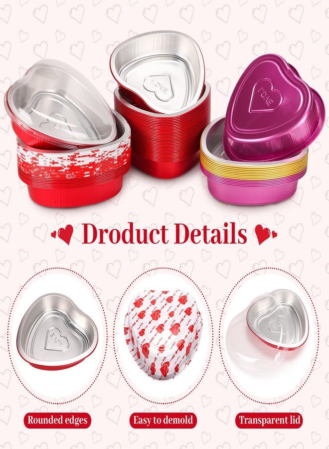 yeload 12 Pack 8 Inch Heart Shaped Cake Pans with Lids, 23oz Large Disposable Foil Heart Pans for Valentine's & Mother's Day, Aluminum Heart Cake Pans, Valentine's Day Baking Kit (Red) - Image 4