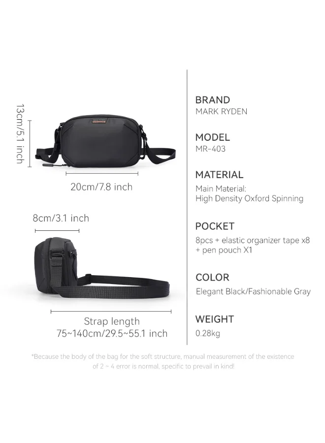 MARK RYDEN "MARK RYDEN 403 Crossbody &amp; Handbag Black - Lightweight, Detachable Shoulder Strap, Multi-Compartment Organizer for Travel