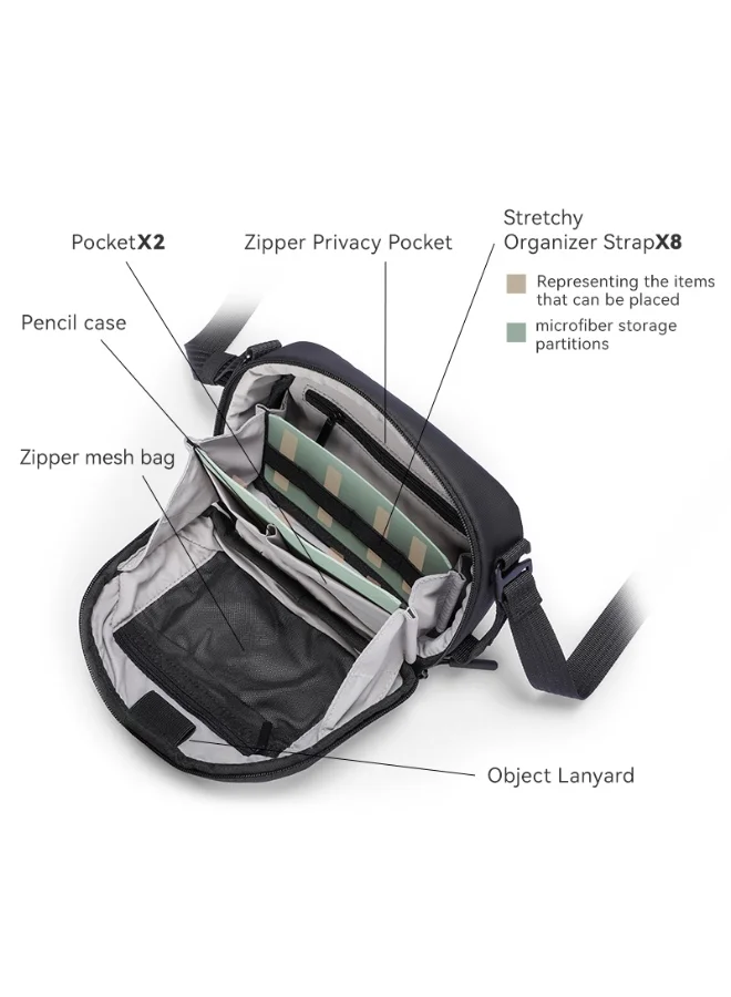 MARK RYDEN "MARK RYDEN 403 Crossbody &amp; Handbag Black - Lightweight, Detachable Shoulder Strap, Multi-Compartment Organizer for Travel