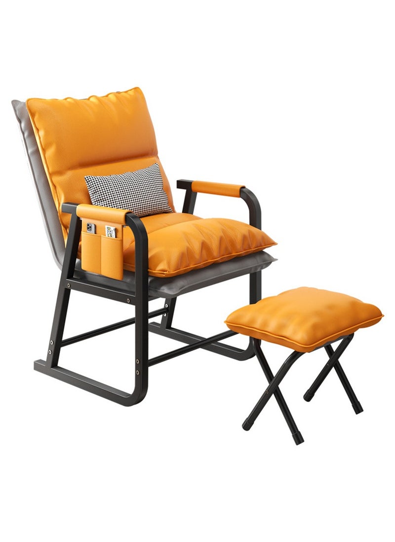 Arabest Modern Lazy Chair with Ottoman, Accent Contemporary Lounge Chair Leisure Upholstered Sofa Chair Set with Armrests and a Side Pocket, Reading Chair for Living Room & Bedroom  - Image 1