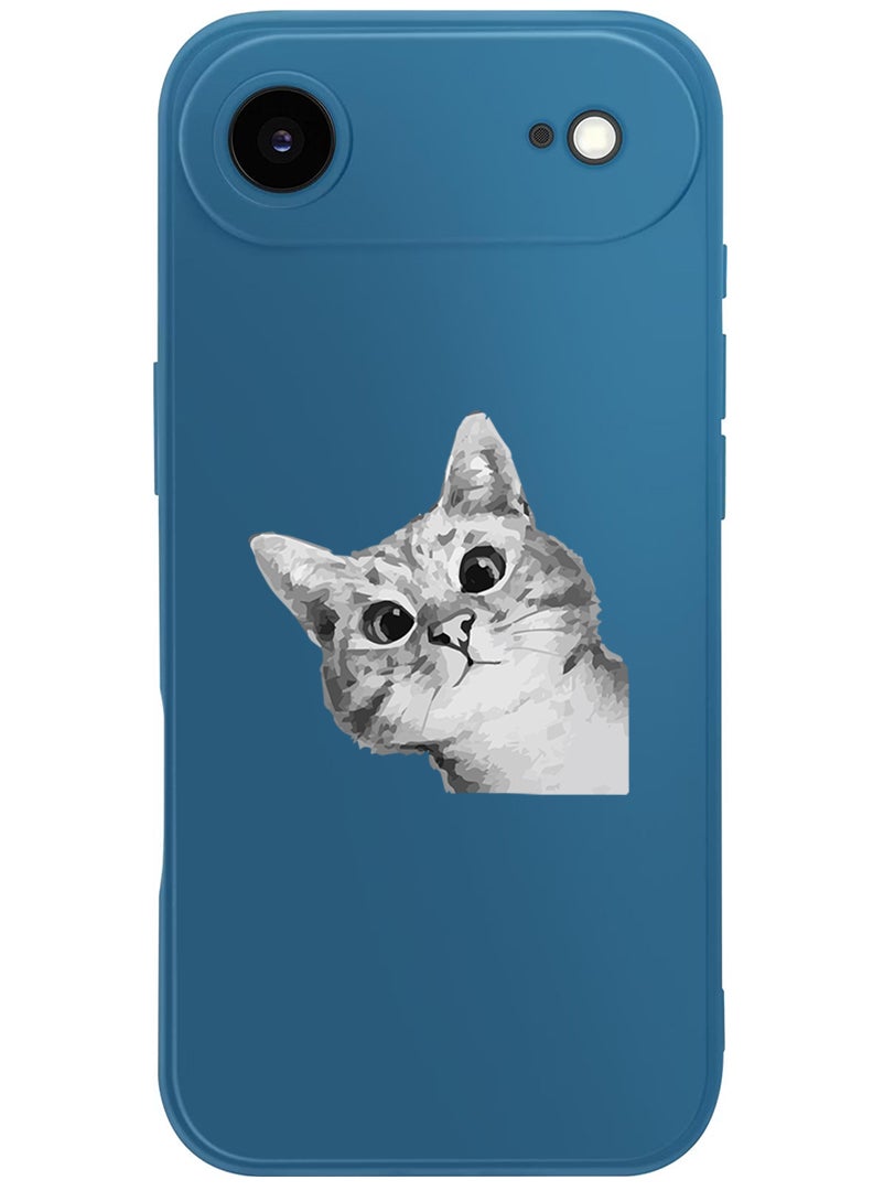 Theodor Protective Slim Fit Case Liquid Silicone Cover with Full Body Protection Anti-Scratch Shockproof Case For Apple iPhone 17 Air (Blue) Cat Peep - Image 1