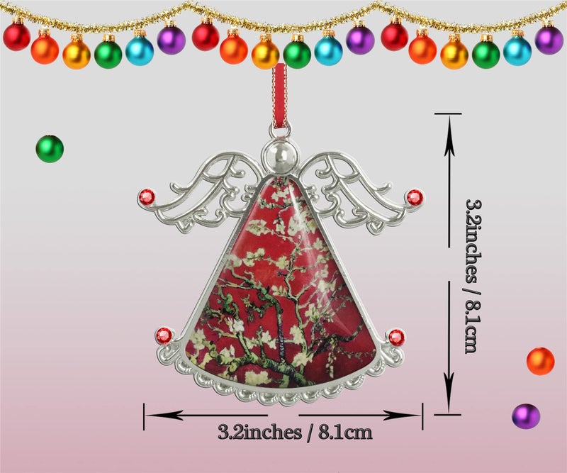 XUTAI Angel Christmas Tree Ornaments Christmas Ornament Tree Van Gogh Glass Christmas Hanging Angel Glass Pendant for Holiday Decoration - Image 2