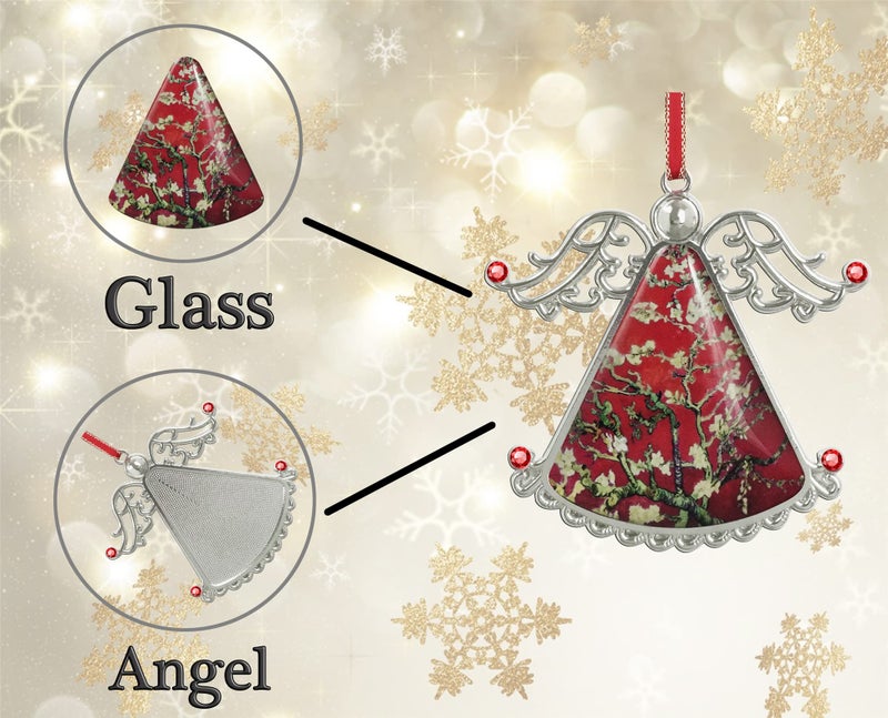 XUTAI Angel Christmas Tree Ornaments Christmas Ornament Tree Van Gogh Glass Christmas Hanging Angel Glass Pendant for Holiday Decoration - Image 4