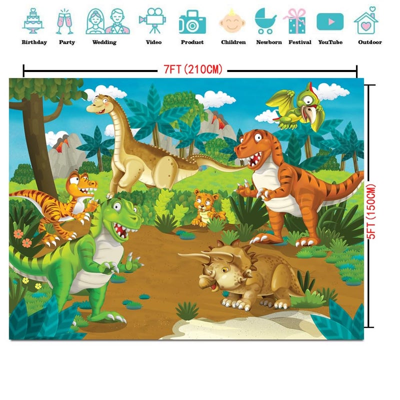 CYLYH Dinosaur Backdrop for Kids Birthday Party - Image 5