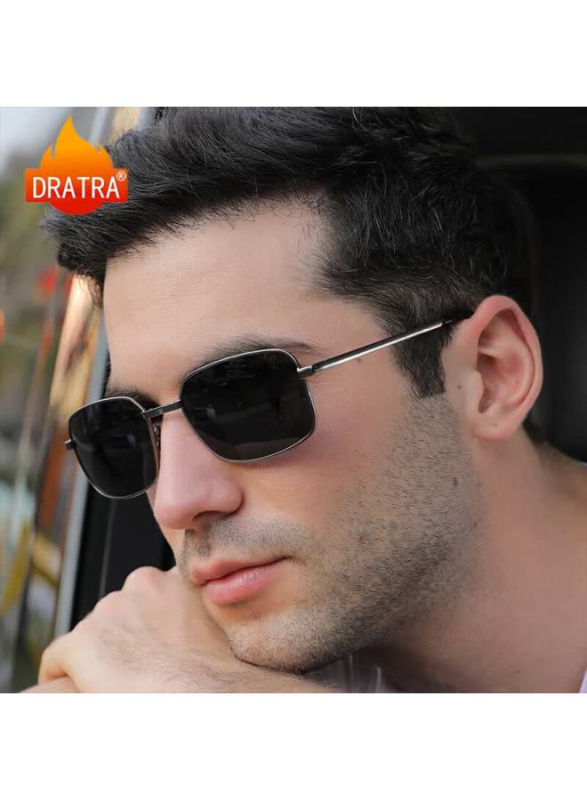 Dratra Sungl For Men, Polarized, Foldable, Portable, Light-sensitive, For Driving, Trendy Square Frame, Can Be Fitted With Prescription Lenses - Image 2