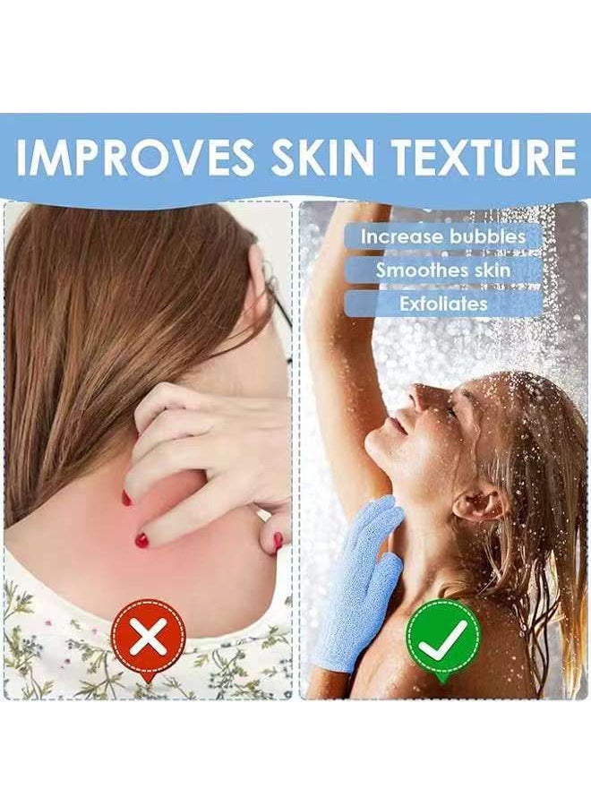 2 Pairs Deep Cleaning Exfoliating Bath Gloves - Double Sided Microfiber Shower Gloves for Body & Face, Thick Textured Nylon for Adults & Kids - Image 4