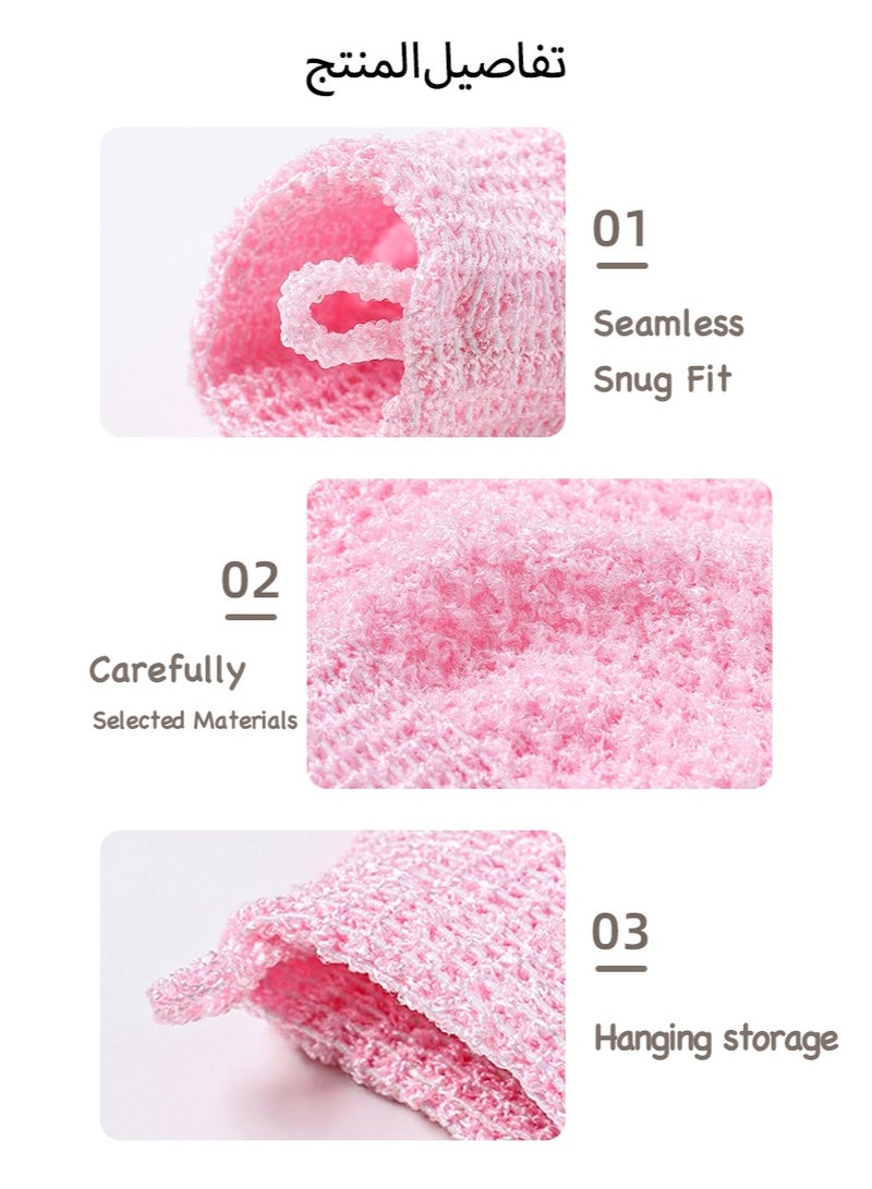 2 Pairs Deep Cleaning Exfoliating Bath Gloves - Double Sided Microfiber Shower Gloves for Body & Face, Thick Textured Nylon for Adults & Kids - Image 2