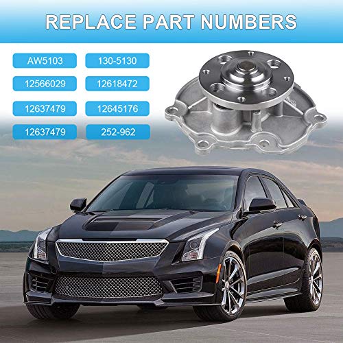 JDMON Compatible with Water Pump with Gasket Chevy Buick Cadillac GMC Pontiac SAAB Saturn Suzuki 2.8L 3.0L 3.6L V6 Replace AW5103 - Image 3