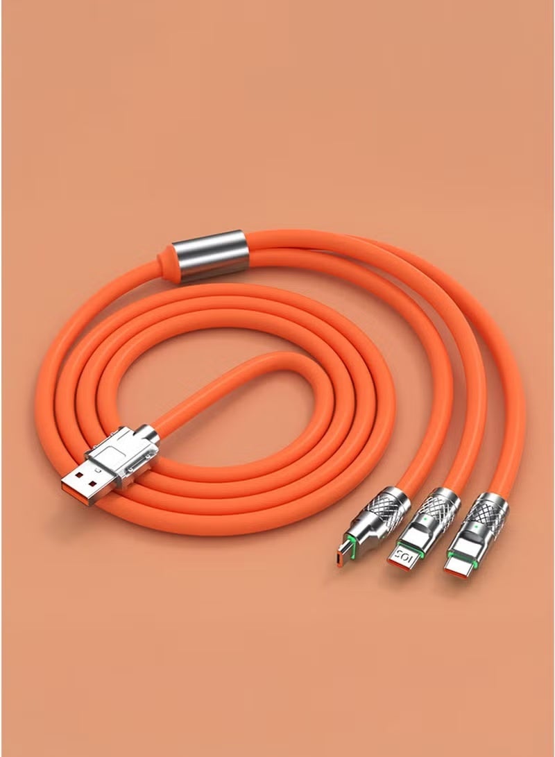 3-in-1 Super Fast Charging Cable – 2M Nylon Braided, Multi-Port USB Cable (Lightning + Type-C + Micro USB), 120W Quick Charge - Image 4