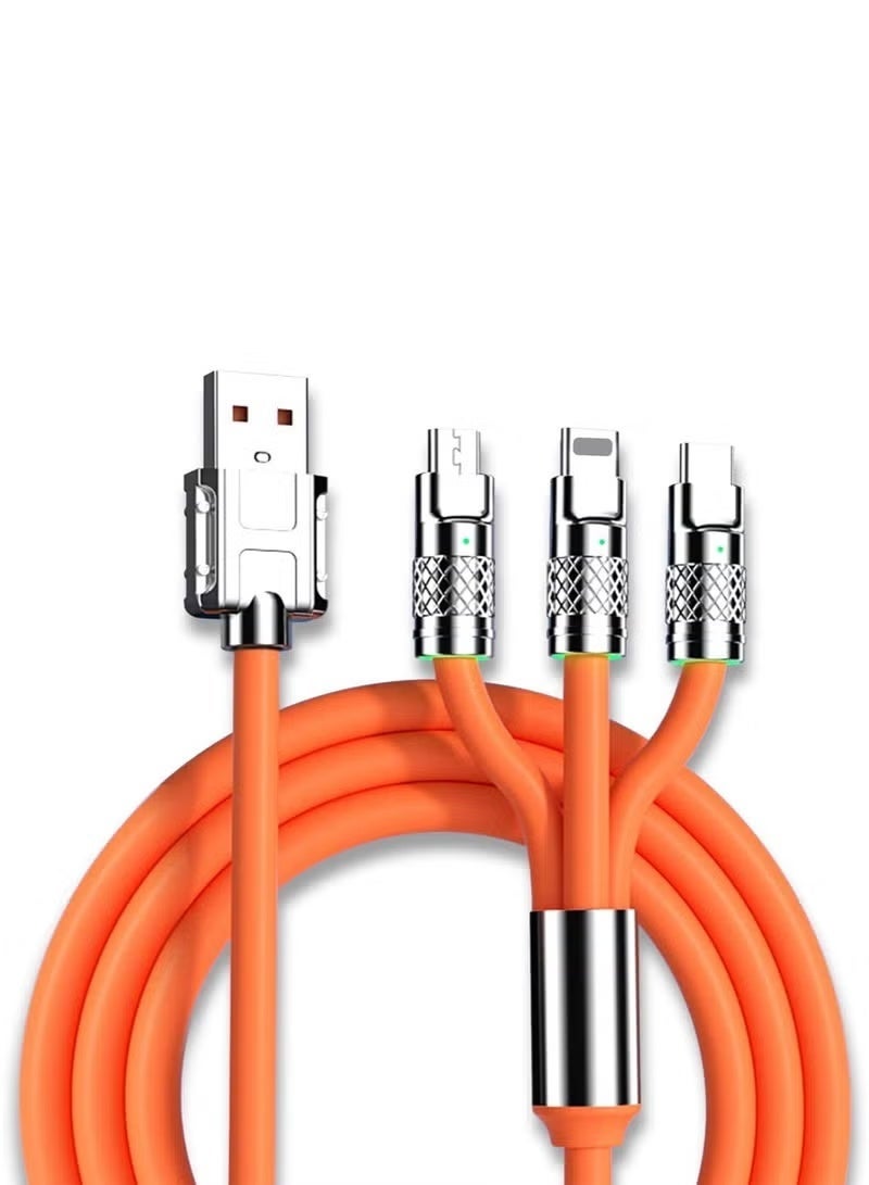 3-in-1 Super Fast Charging Cable – 2M Nylon Braided, Multi-Port USB Cable (Lightning + Type-C + Micro USB), 120W Quick Charge - Image 3