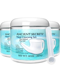 ANCIENT SECRETS Ancient Secrets Neti Pot Salt - Nasal Cleansing Salt, Non-Iodized Pure Salt for Use with Ancient Secrets Nasal Cleansing Pot, 10 Oz (Pack of 3) 