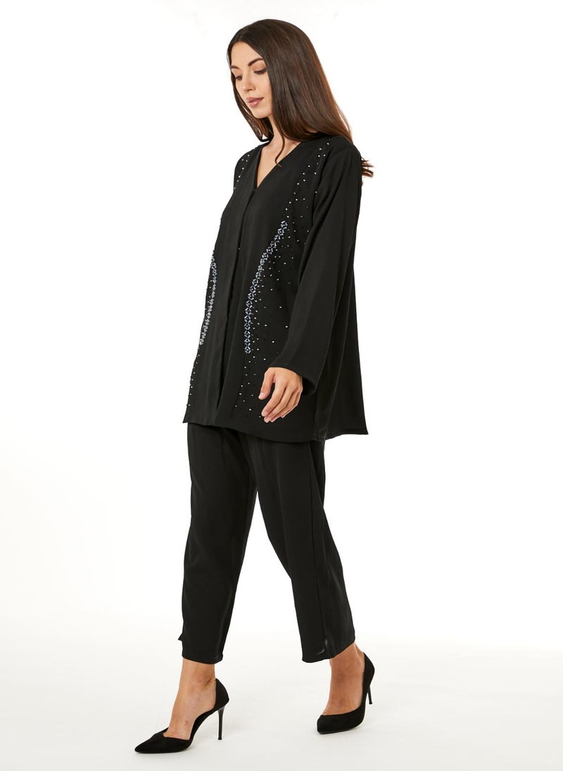 MOiSTREET Black Zoom Top and Pants Set Travel Wear - Image 2