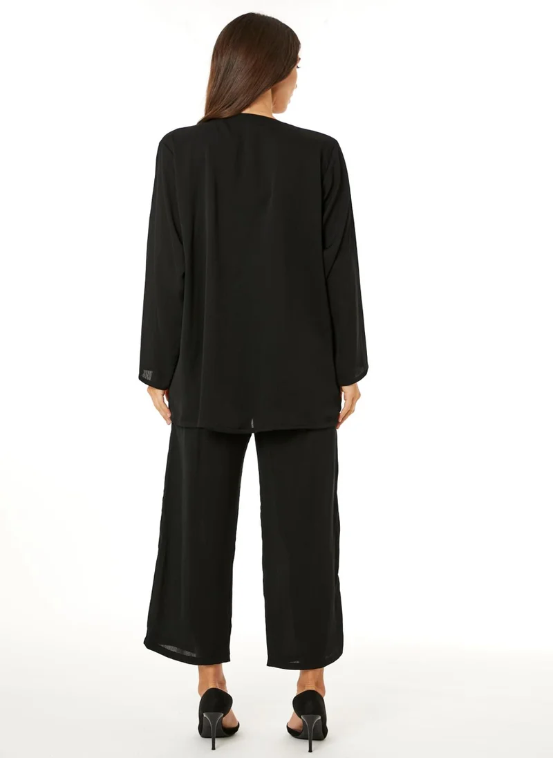 Moistreet MOiSTREET Black Zoom Top and Pants Set Travel Wear