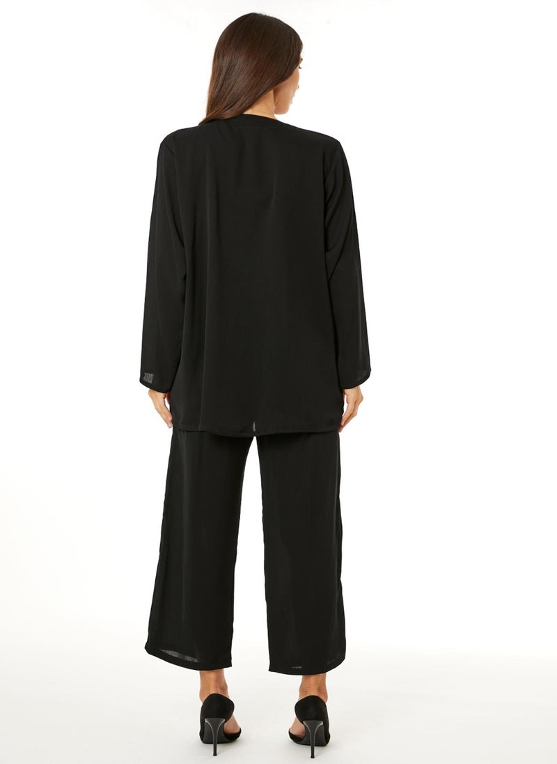 MOiSTREET Black Zoom Top and Pants Set Travel Wear - Image 4