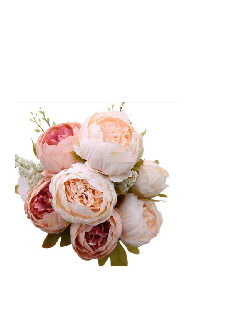 Party with Emma Artificial Flowers Bouquet Fake Flowers Vintage Artificial Peony Silk Flowers Bouquet Home Wedding Decoration Home decor Gift Wrapping (Pink) - Image 1