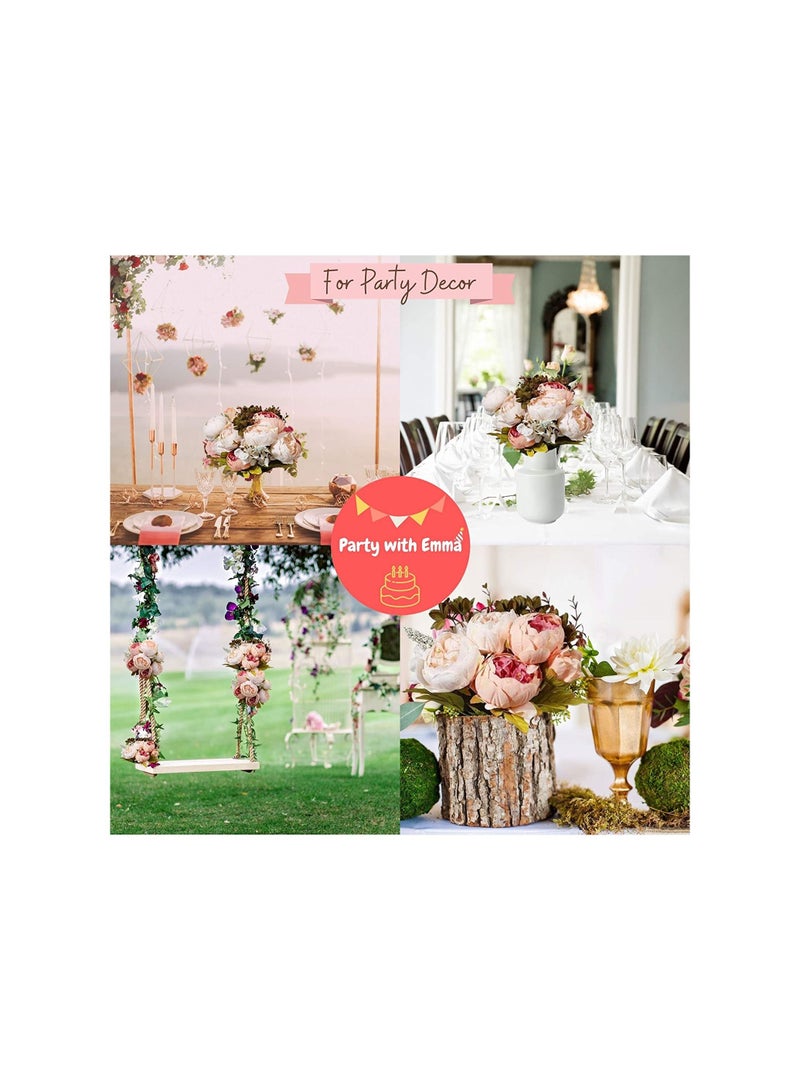 Party with Emma Artificial Flowers Bouquet Fake Flowers Vintage Artificial Peony Silk Flowers Bouquet Home Wedding Decoration Home decor Gift Wrapping (Pink) - Image 4