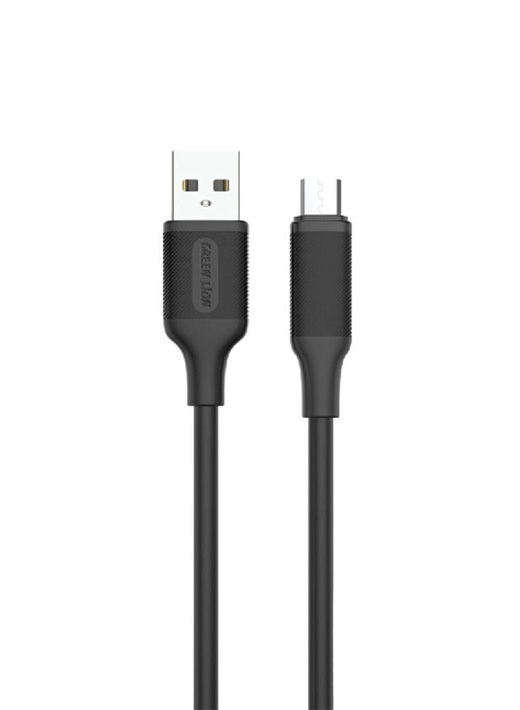 GREEN LION USB-A To Micro PVC Cable 1 Meter Length / Super Durable / Secure & Safe / Charge & Sync / 480Mbps Transfer Speed / High Speed Charging / Quick Data Sync / 10000 Bends Life Span / Premium Quality / Compatible with android smartphone / tablet / PC peripheral or any other micro-USB-compatible device - Black - Image 1