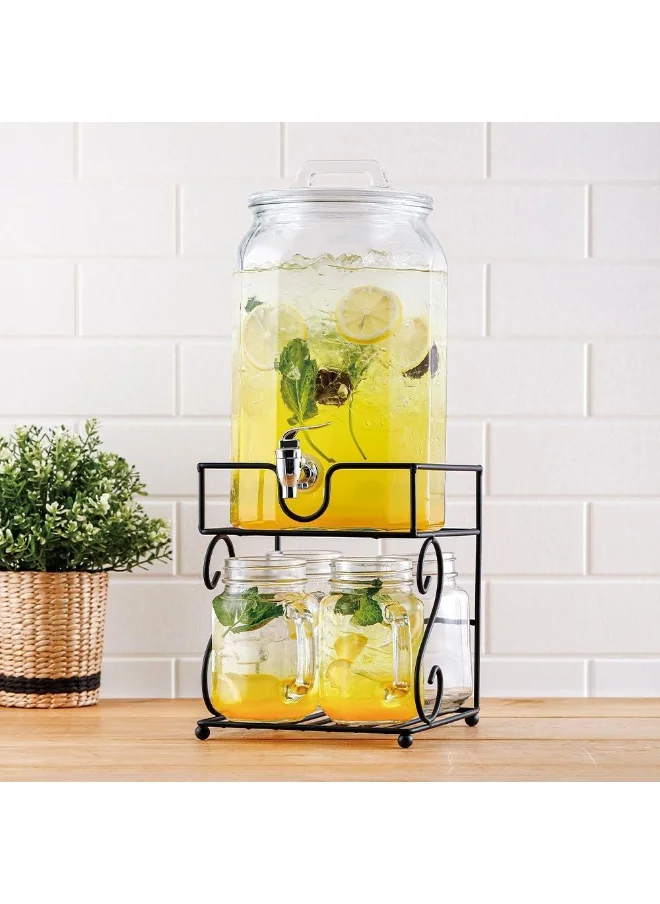 DANUBE HOME Aresha 6-Piece Glass Dispenser Set - 5.6L  4x470ml