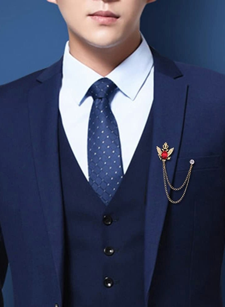 3 Pcs Men's Rhinestone Brooch Set, Crystal Lapel Pins, Hanging Chain Coat Pins, Elegant Accessories for Weddings, Bouquets, Clothing, Scarves, and Corsages. - Image 2