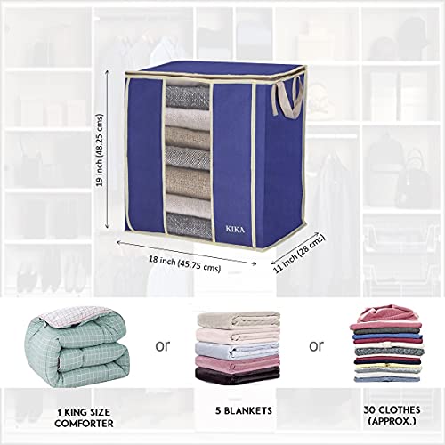 KIKA HOMS Large Clothes, Toys, Pillow & Blanket Storage Bag, Foldable Storage Organizer, 3x60L = 180L, 3 Pcs Pack (Blue), Polypropylene - Image 2