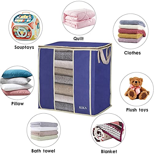 KIKA HOMS Large Clothes, Toys, Pillow & Blanket Storage Bag, Foldable Storage Organizer, 3x60L = 180L, 3 Pcs Pack (Blue), Polypropylene - Image 5