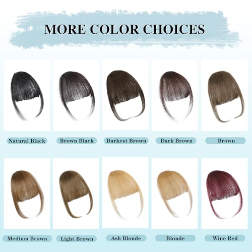 NAYOO Bangs Hair Clip - Brown Fake Bangs 100% Real Human Hair Extensions Wispy Bangs for Women Fringe with Temples Hairpieces Curved Bangs for Daily Wear(Brown, Wispy Bangs) - Image 4