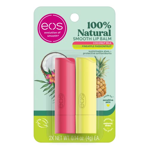 eos 100 Natural Lip Balm Coconut Milk and Pineapple Passionfruit AllDay Moisture Lip Care 014 oz 2 Pack