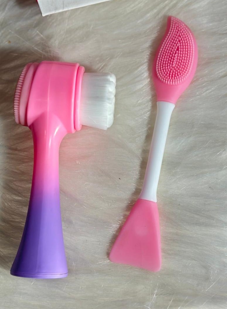 Generic maya accessories face Brush - Manual Facial Cleansing, 1Pcs Double Side Skin Care Facial Cleaning Brush,with Silicone Face Mask Brush And Mud Mask Applicator (2PCS) - Image 1