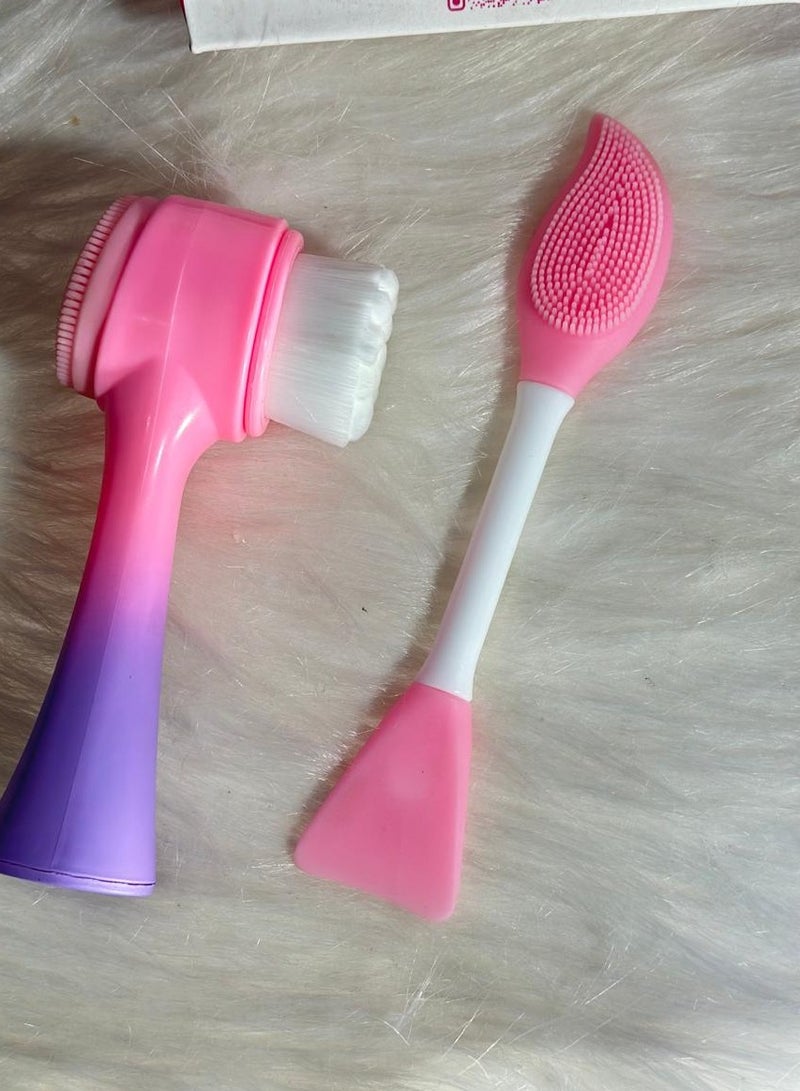 Generic maya accessories face Brush - Manual Facial Cleansing, 1Pcs Double Side Skin Care Facial Cleaning Brush,with Silicone Face Mask Brush And Mud Mask Applicator (2PCS) - Image 2