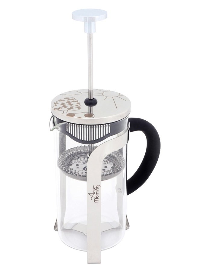 Any Morning French Press Coffee and Tea Maker, 600 ml / 20 oz / 2 Cup, Borosilicate Glass Coffee Press, Stainless Steel Filter, Durable and Heat Resistant, Silver - FY450  - Image 2