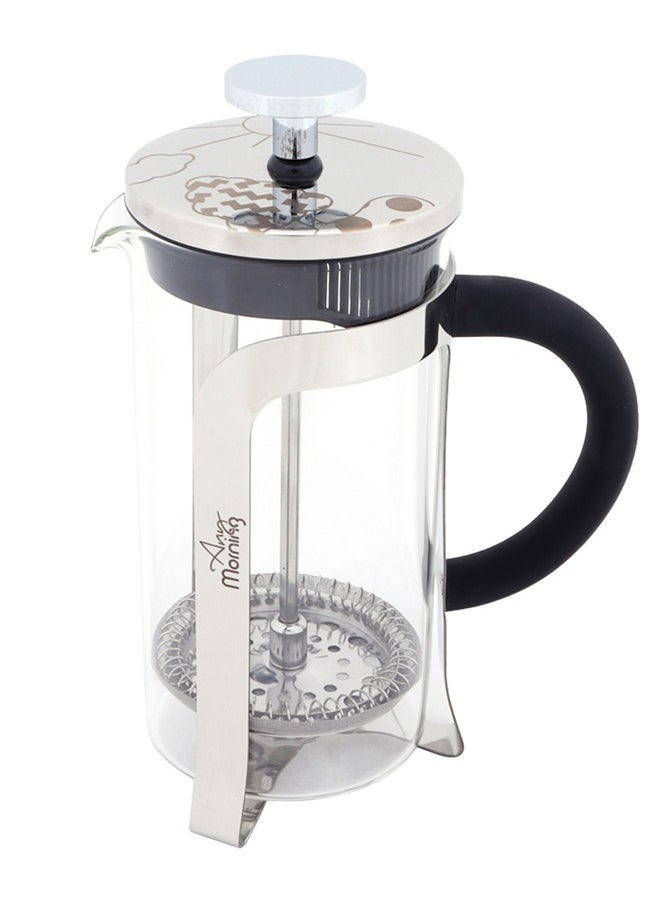 Any Morning French Press Coffee and Tea Maker, 600 ml / 20 oz / 2 Cup, Borosilicate Glass Coffee Press, Stainless Steel Filter, Durable and Heat Resistant, Silver - FY450  - Image 1