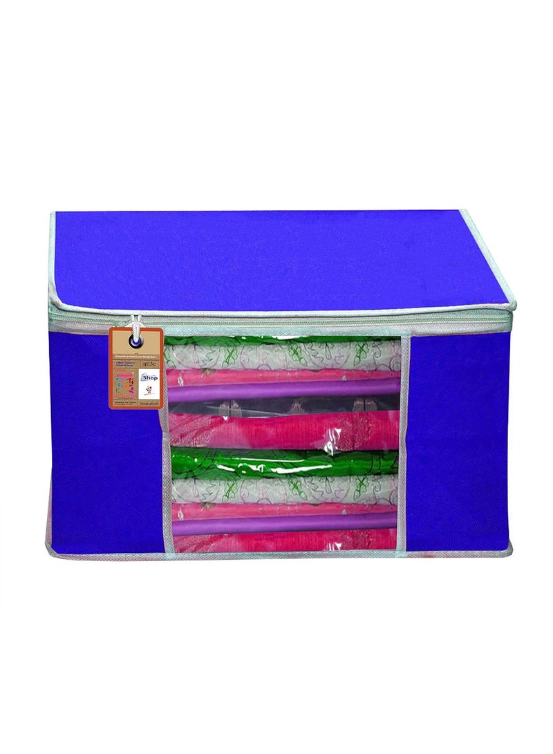 atorakushon® Fabric Royal Blue Garment Storage Bags Organizer for Wardrobe Cloth Organizer for Wardrobe Organizer for Clothes Pack of 2 - Image 4